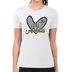 White Athletics G-III 4Her by Carl Banks Women's Super-Slim Fit Lightweight Leopard Heart T-Shirt