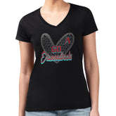 Black Arizona Diamondbacks G-III 4Her by Carl Banks Women's Super-Slim Fit Lightweight Leopard Heart V-Neck T-Shirt