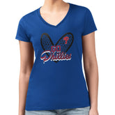 Royal Philadelphia Phillies G-III 4Her by Carl Banks Women's Super-Slim Fit Lightweight Leopard Heart V-Neck T-Shirt