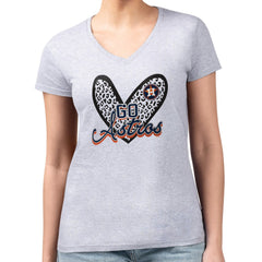 Heather Gray Houston Astros G-III 4Her by Carl Banks Women's Super-Slim Fit Lightweight Leopard Heart V-Neck T-Shirt