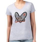 Heather Gray San Francisco Giants G-III 4Her by Carl Banks Women's Super-Slim Fit Lightweight Leopard Heart V-Neck T-Shirt