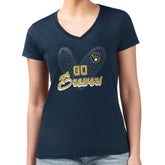 Navy Milwaukee Brewers G-III 4Her by Carl Banks Women's Super-Slim Fit Lightweight Leopard Heart V-Neck T-Shirt