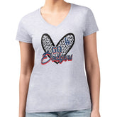 Heather Gray Los Angeles Dodgers G-III 4Her by Carl Banks Women's Super-Slim Fit Lightweight Leopard Heart V-Neck T-Shirt