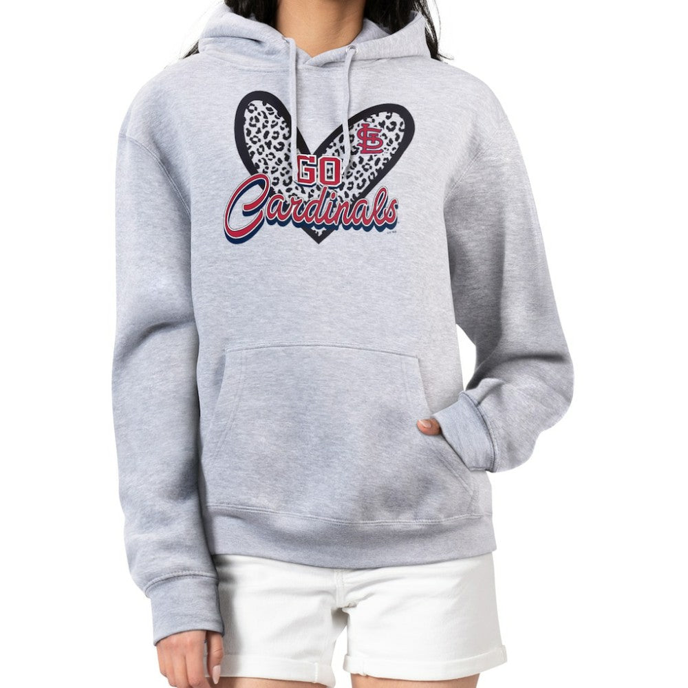 Heather Gray St. Louis Cardinals G-III 4Her by Carl Banks Women's Leopard Heart Pullover Hoodie