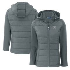 Cutter & Buck Women's Evoke Hybrid Eco Softshell Recycled Full-Zip Hoodie Jacket - Las Vegas Raiders Hoodies