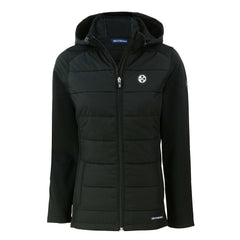 Cutter & Buck Women's Evoke Hybrid Eco Softshell Recycled Full-Zip Hoodie Jacket - Pittsburgh Steelers Hoodies