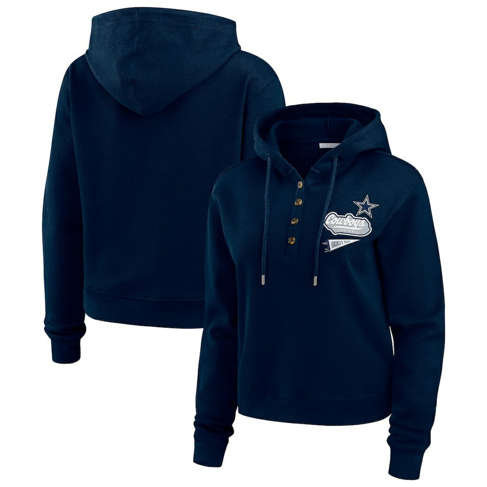 WEAR by Erin Andrews Women's Waffle-Knit Pullover Hoodie - Dallas Cowboys Hoodies