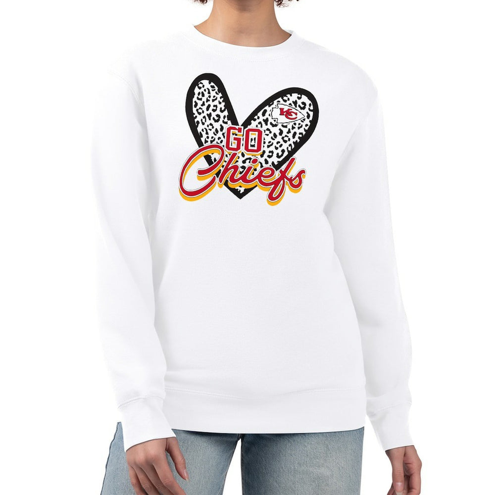G-III 4Her by Carl Banks Women's Leopard Heart Pullover Sweatshirt - Kansas City Chiefs Pullover