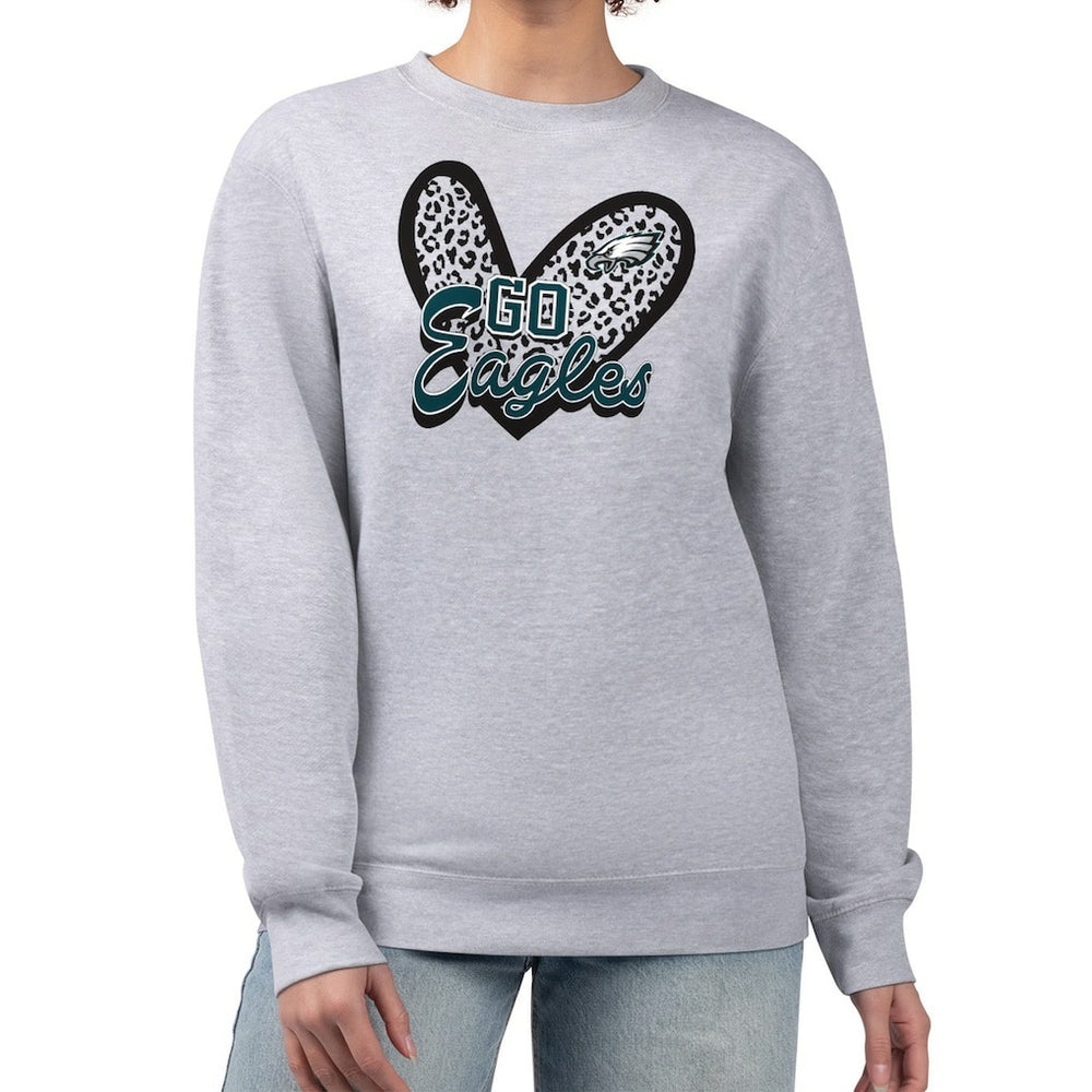 G-III 4Her by Carl Banks Women's Leopard Heart Pullover Sweatshirt - Philadelphia Eagles Pullover