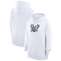 G-III 4Her by Carl Banks Women's Animal Print Heart Team Graphic Fleece Tri-Blend Pullover Hoodie - Philadelphia Eagles Hoodies