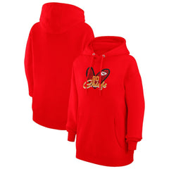 G-III 4Her by Carl Banks Women's Animal Print Heart Team Graphic Fleece Tri-Blend Pullover Hoodie - Kansas City Chiefs Hoodies