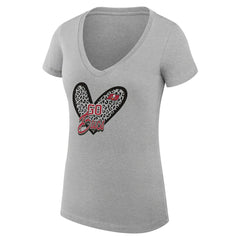 G-III 4Her by Carl Banks Women's Super-Slim Fit Lightweight Leopard Heart V-Neck T-Shirt - Tampa Bay Buccaneers T-shirts