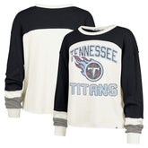 '47 Women's Double Header Curve Raglan Long Sleeve Crop Top - Tennessee Titans Tops