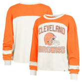 '47 Women's Double Header Curve Raglan Long Sleeve Crop Top - Cleveland Browns Tops