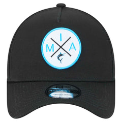 Black Miami Marlins New Era 9FORTY A-Frame Adjustable Hat