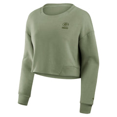 Women's Studio Tri-Blend Cropped Pullover Sweatshirt - Green Bay Packers Pullover