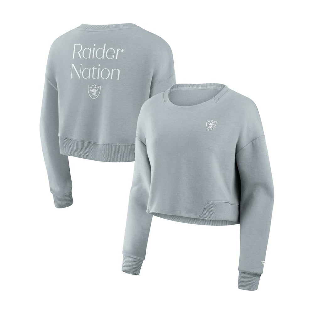 Women's Studio Tri-Blend Cropped Pullover Sweatshirt - Las Vegas Raiders Pullover