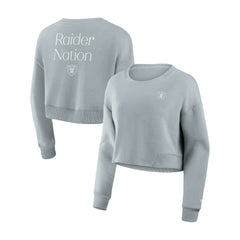 Women's Studio Tri-Blend Cropped Pullover Sweatshirt - Las Vegas Raiders Pullover