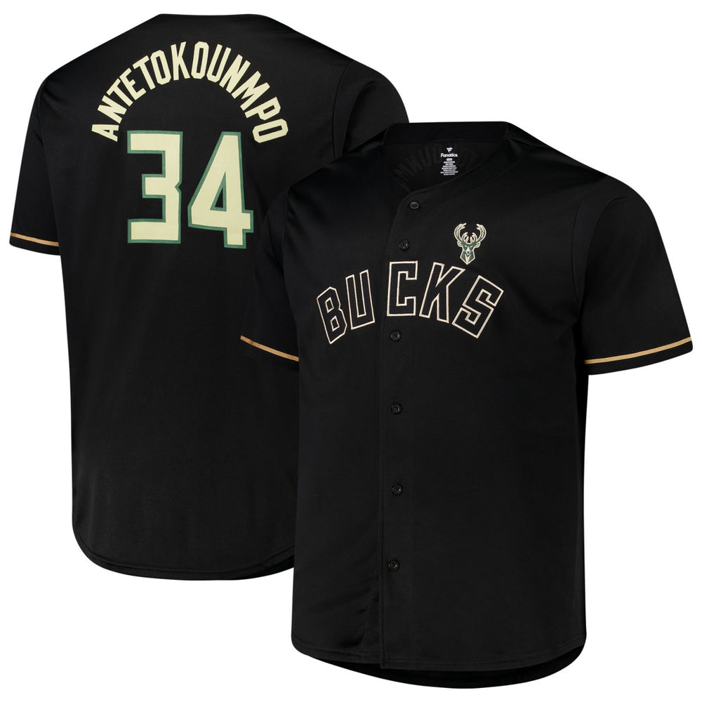 Giannis Antetokounmpo Milwaukee Bucks Profile Big & Tall Name & Number Button-Up Jersey