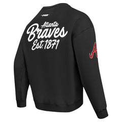 Black Atlanta Braves Pro Standard Paint The City Dropped Shoulder Pullover Sweatshirt