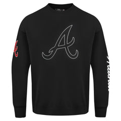 Black Atlanta Braves Pro Standard Paint The City Dropped Shoulder Pullover Sweatshirt