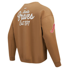 Brown Atlanta Braves Pro Standard Paint The City Dropped Shoulder Pullover Sweatshirt