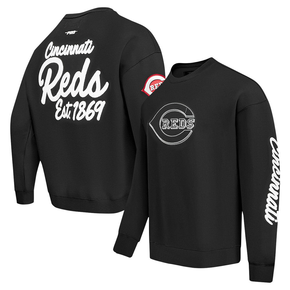 Black Cincinnati Reds Pro Standard Paint The City Dropped Shoulder Pullover Sweatshirt