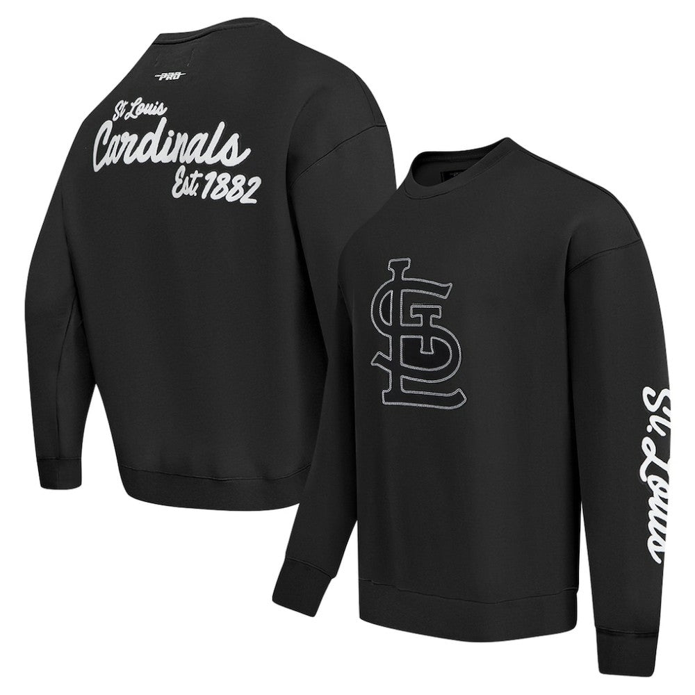 Black St. Louis Cardinals Pro Standard Paint The City Dropped Shoulder Pullover Sweatshirt