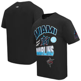Black Miami Marlins Pro Standard Turn It Up Dropped Shoulder T-Shirt