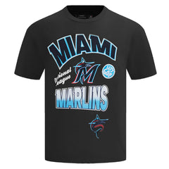 Black Miami Marlins Pro Standard Turn It Up Dropped Shoulder T-Shirt