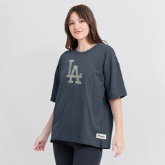 Blue Los Angeles Dodgers Fanatics Women's Oversized Elements Raw Edge Future Ground T-Shirt
