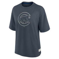 Blue Chicago Cubs Fanatics Women's Oversized Elements Raw Edge Future Ground T-Shirt