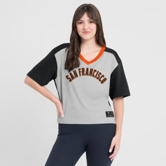 Black/Graphite San Francisco Giants Fanatics Oversized Race To Win V-Neck T-Shirt