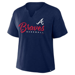 Navy Atlanta Braves Fanatics Women's Fan Fave Stadium Slub Boxy T-Shirt
