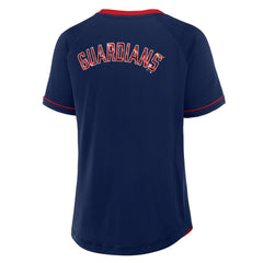 Navy Cleveland Guardians Fanatics Women's League Diva Star Raglan V-Neck T-Shirt