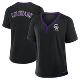 Black Colorado Rockies Fanatics Women's League Diva Star Raglan V-Neck T-Shirt