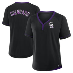Black Colorado Rockies Fanatics Women's League Diva Star Raglan V-Neck T-Shirt