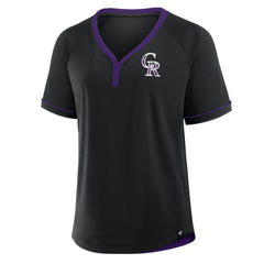 Black Colorado Rockies Fanatics Women's League Diva Star Raglan V-Neck T-Shirt