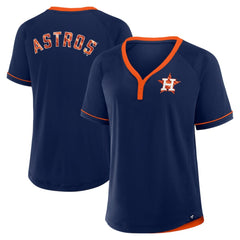 Navy Houston Astros Fanatics Women's League Diva Star Raglan V-Neck T-Shirt
