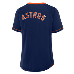 Navy Houston Astros Fanatics Women's League Diva Star Raglan V-Neck T-Shirt