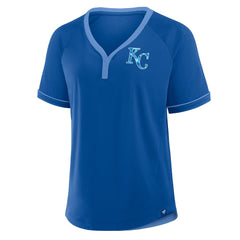 Royal Kansas City Royals Fanatics Women's League Diva Star Raglan V-Neck T-Shirt