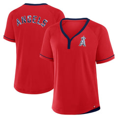 Red Los Angeles Angels Fanatics Women's League Diva Star Raglan V-Neck T-Shirt