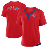 Red Philadelphia Phillies Fanatics Women's League Diva Star Raglan V-Neck T-Shirt