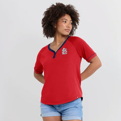 Red St. Louis Cardinals Fanatics Women's League Diva Star Raglan V-Neck T-Shirt