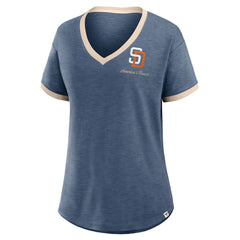 Navy San Diego Padres Fanatics Women's Binge Worthy Stadium Slub V-Neck T-Shirt