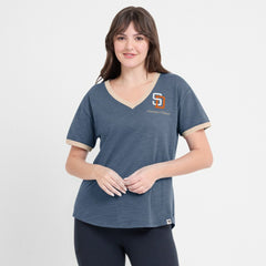 Navy San Diego Padres Fanatics Women's Binge Worthy Stadium Slub V-Neck T-Shirt