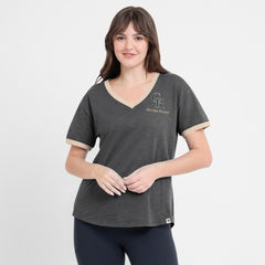 Black Colorado Rockies Fanatics Women's Binge Worthy Stadium Slub V-Neck T-Shirt