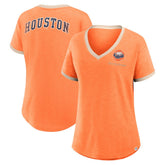 Orange Houston Astros Fanatics Women's Binge Worthy Stadium Slub V-Neck T-Shirt