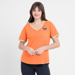 Orange Houston Astros Fanatics Women's Binge Worthy Stadium Slub V-Neck T-Shirt
