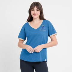 Royal Kansas City Royals Fanatics Women's Binge Worthy Stadium Slub V-Neck T-Shirt